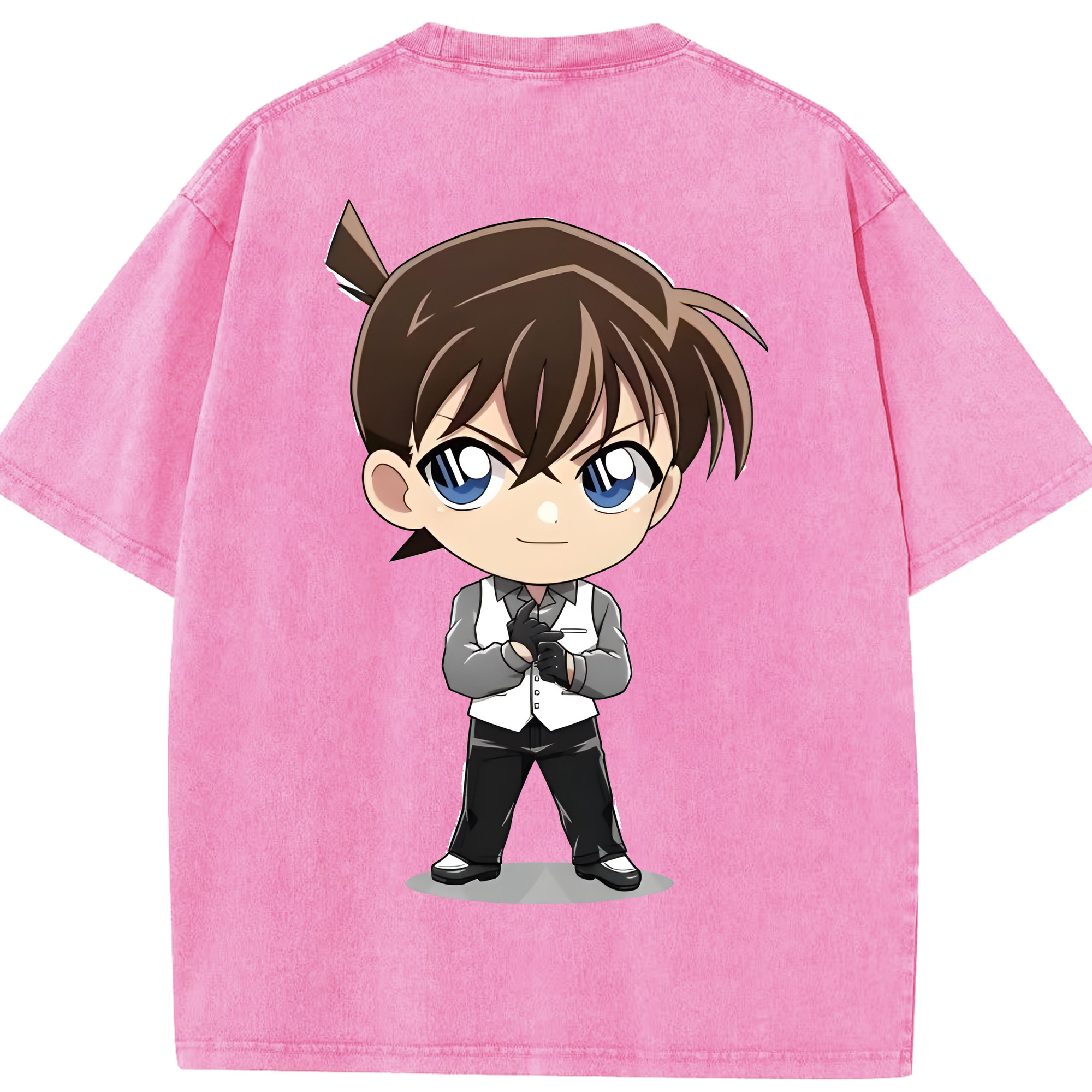 （画像用） 名探偵コナン 江戸川 コナン Detective Conan Conan Edogawa 綿100% ヴィンテージ風 半袖Tシャツ（背面プリント）